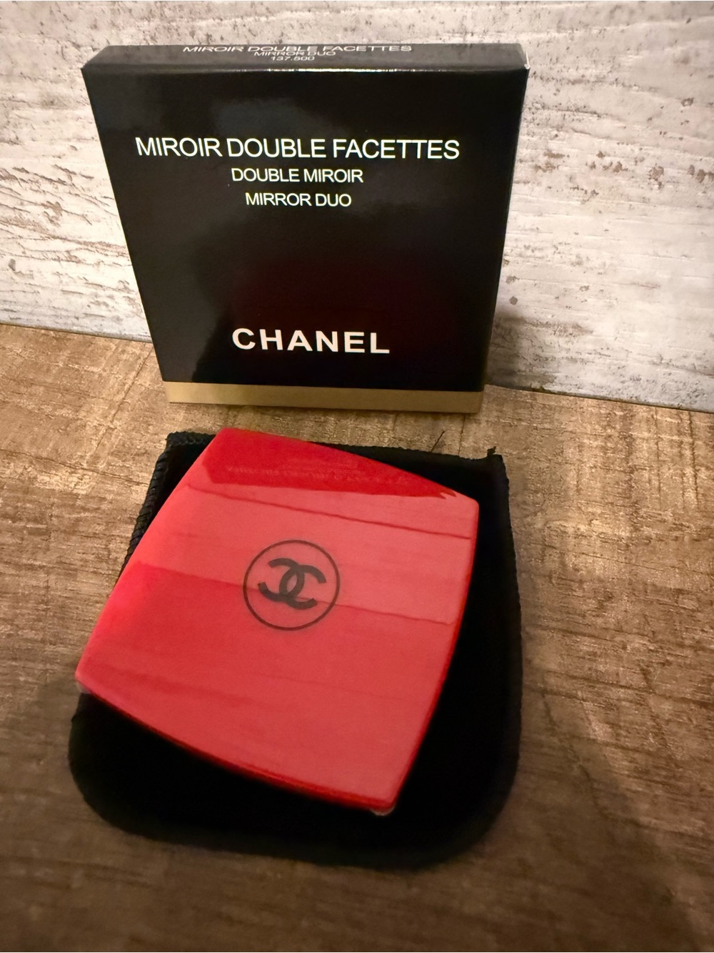 CHANEL beauty red Compact Mirror double sided